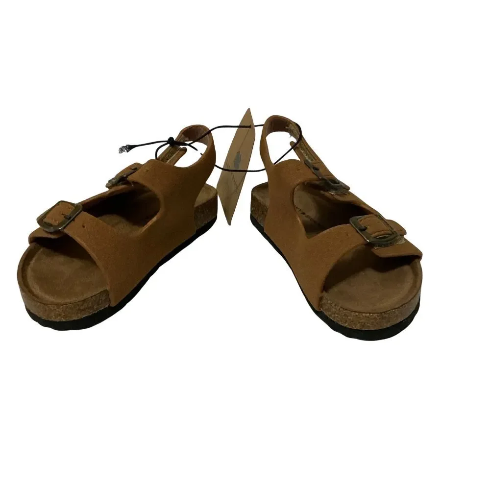 Lucky Brand Kids Sandals 9M Brown Suede Soft Cork Footbed Buckle Straps